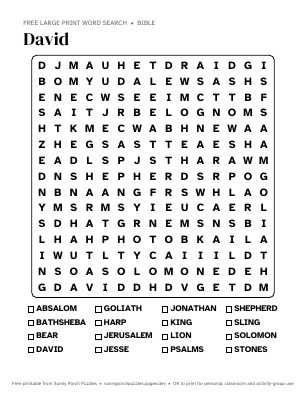 David word search puzzle preview