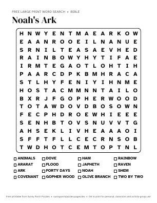 Noah's Ark word search puzzle preview