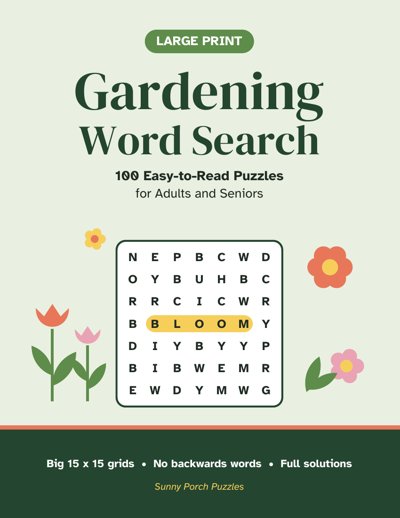 Large Print Gardening Word Search cover